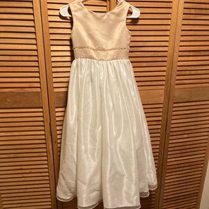 Little Maiden Tan and White Formal Gown